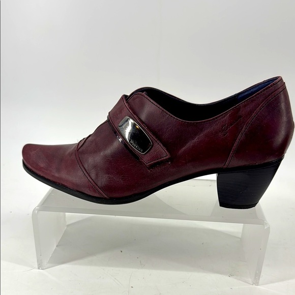 DORKING Women's Burgundy Leather Heeled Shoes - Picture 1 of 6